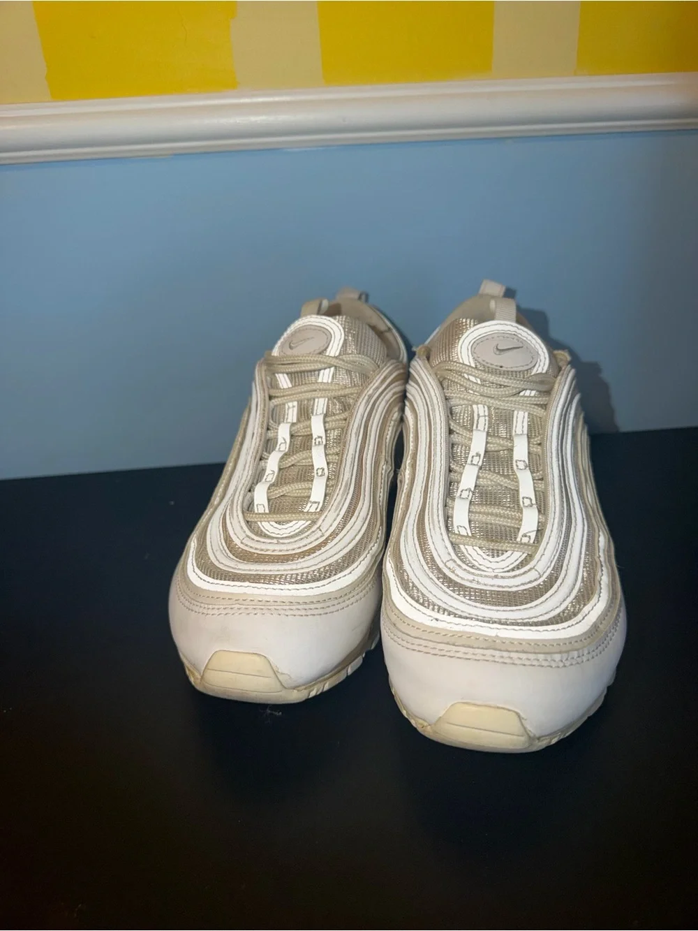 Nike White and Cream Air Max 97 Sneakers
